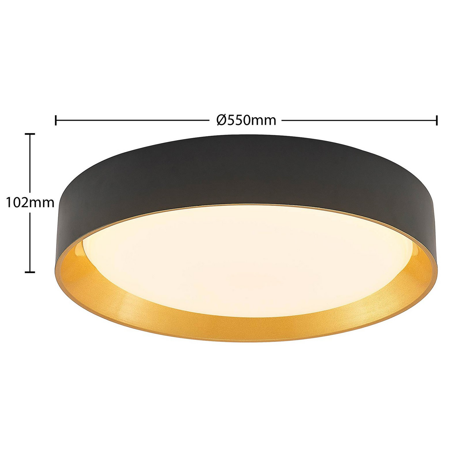 B-Ware Lindby Deckenleuchte Zimmerlampe Led Kambia Schwarz Gold Aluminium Acryl 55 Cm - 4251911702675