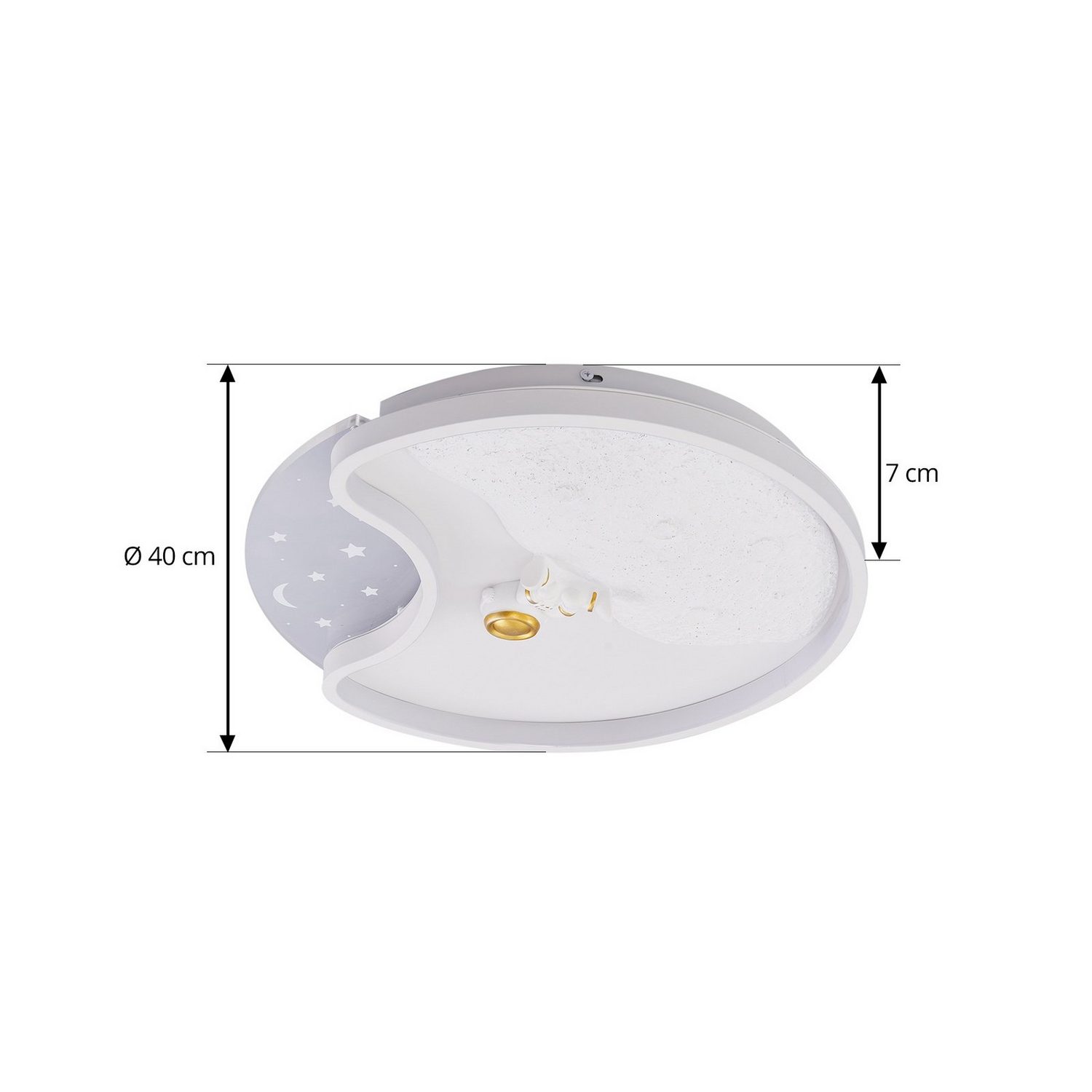 Plafonnier LED Lindby de qualité B, lampe, plafonnier, blanc, Cosmo, 40 cm, métal, lune