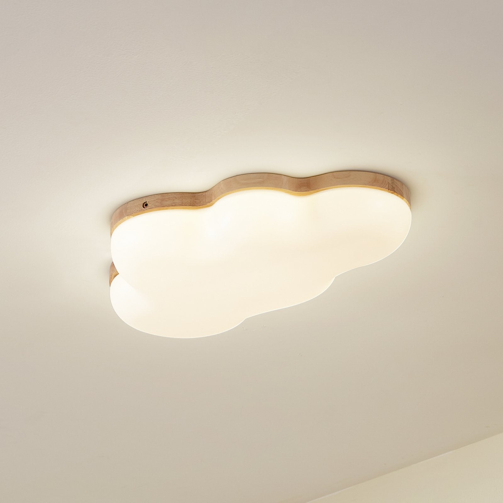 Lindby Deckenleuchte Lampe LED Wolke Pilvi Kunststoff weiß Holz 50 cm Lieferumfa - 4251911792683