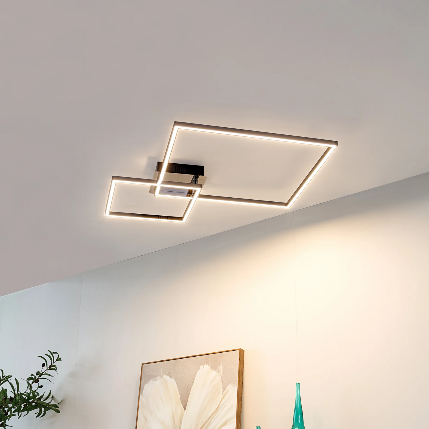 B-Ware Lindby Led Deckenleuchte Panja Deckenlampe Deckenlicht 67 Cm Chromfarben Eisen - 4251911765588