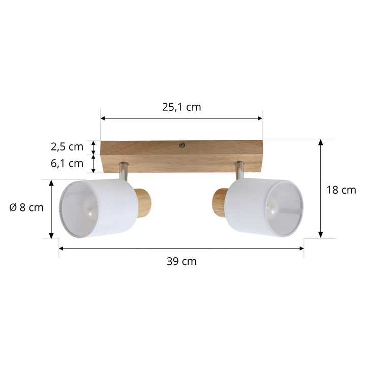 Lindby Deckenstrahler Lampe Wanessa Holz Weiß 39cm 2 Flg E14 B-Ware - 9624709