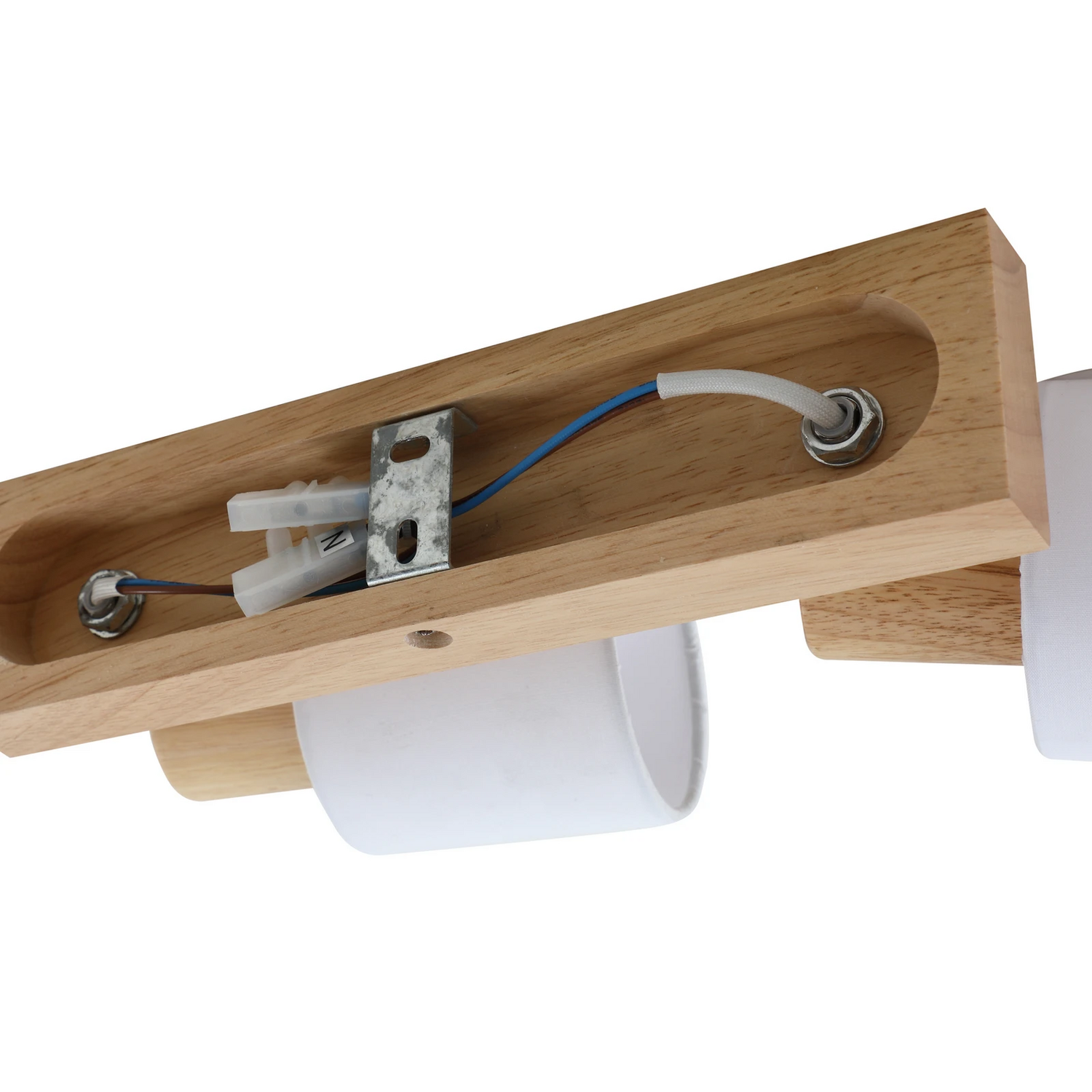 B-Ware Lindby Deckenstrahler Lampe Wanessa Holz Weiß 39cm 2 Flg E14