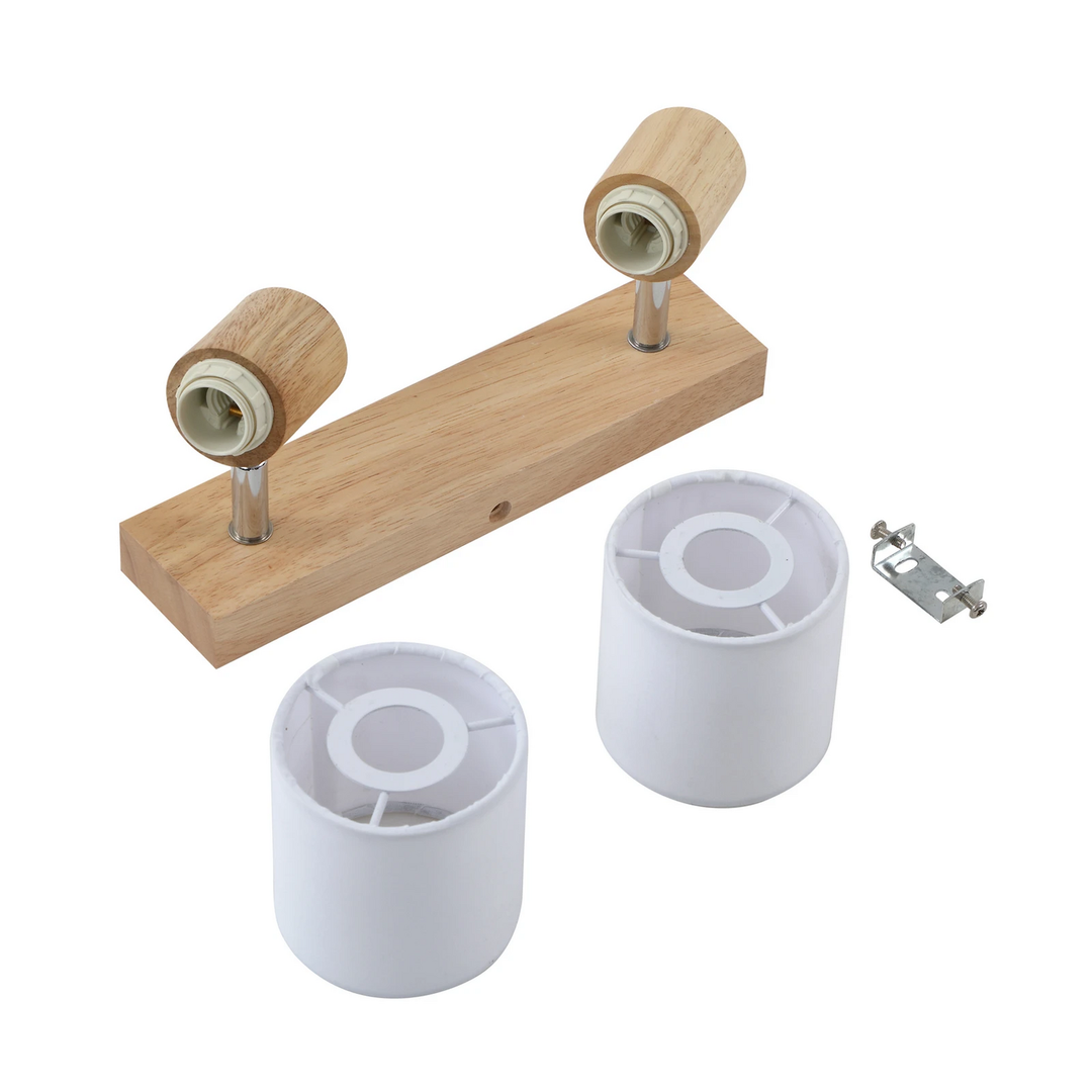 Lindby Deckenstrahler Lampe Wanessa Holz Weiß 39cm 2 Flg E14 B-Ware - 9624709