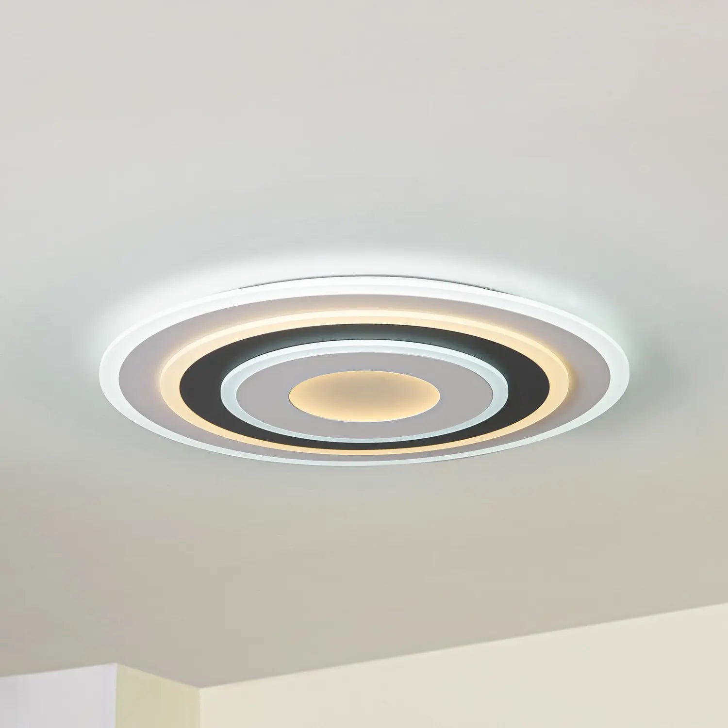 B-Ware Lindby Deckenleuchte Deckenlampe Led Rebeka Rund Weiss Schwarz Acryl Metall53