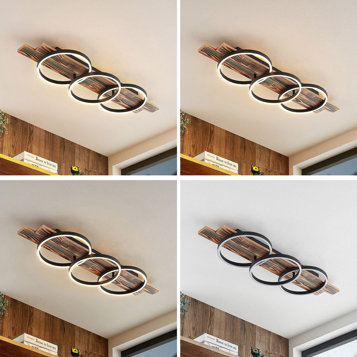 Lindby Deckenleuchte Sentoa LED Lampe Holz dimmbar warmweiß 3000K 100cm lang - 4251911728095