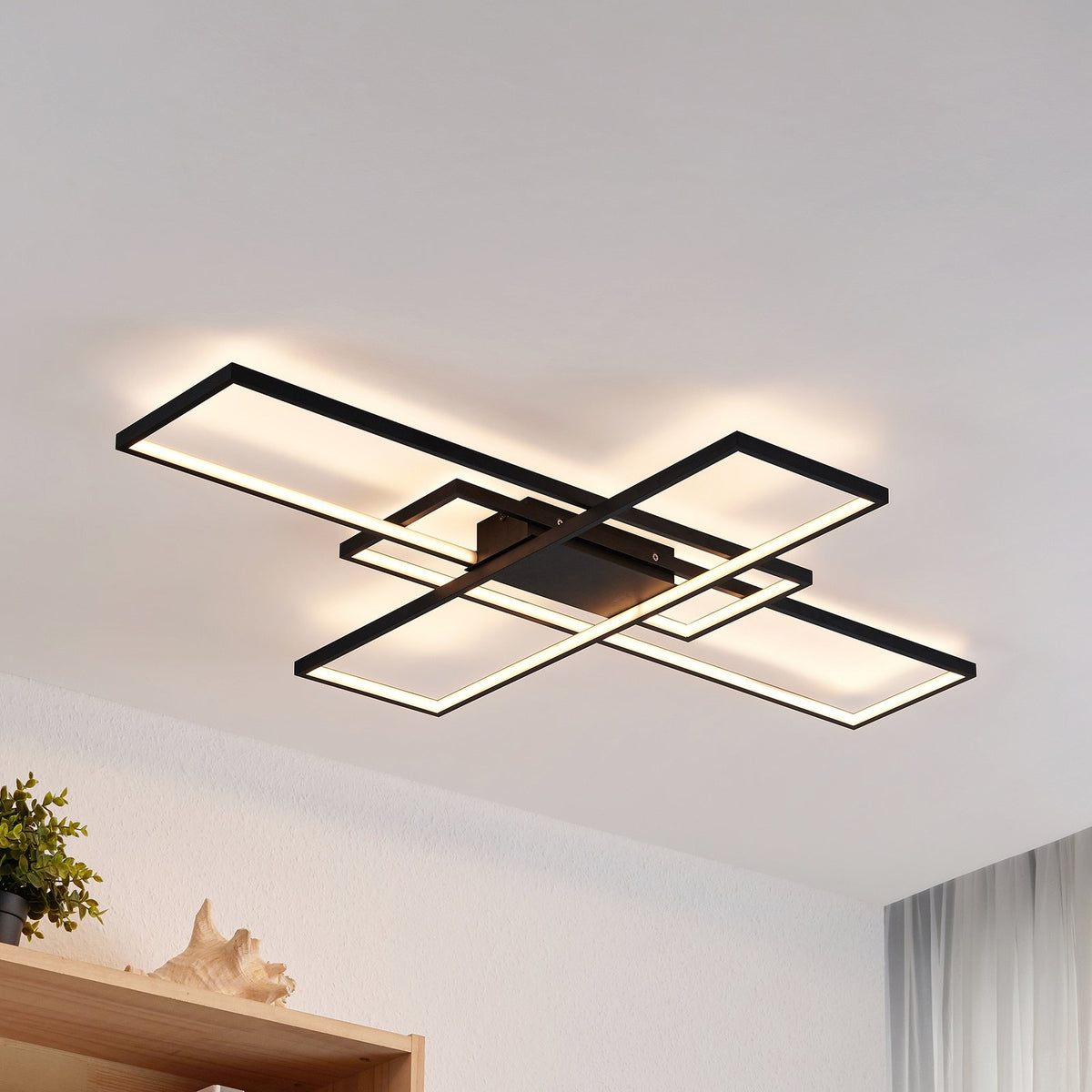 Lindby Deckenleuchte Lampe LED schwarz Metall dimmbar Tetson - 8502193175568