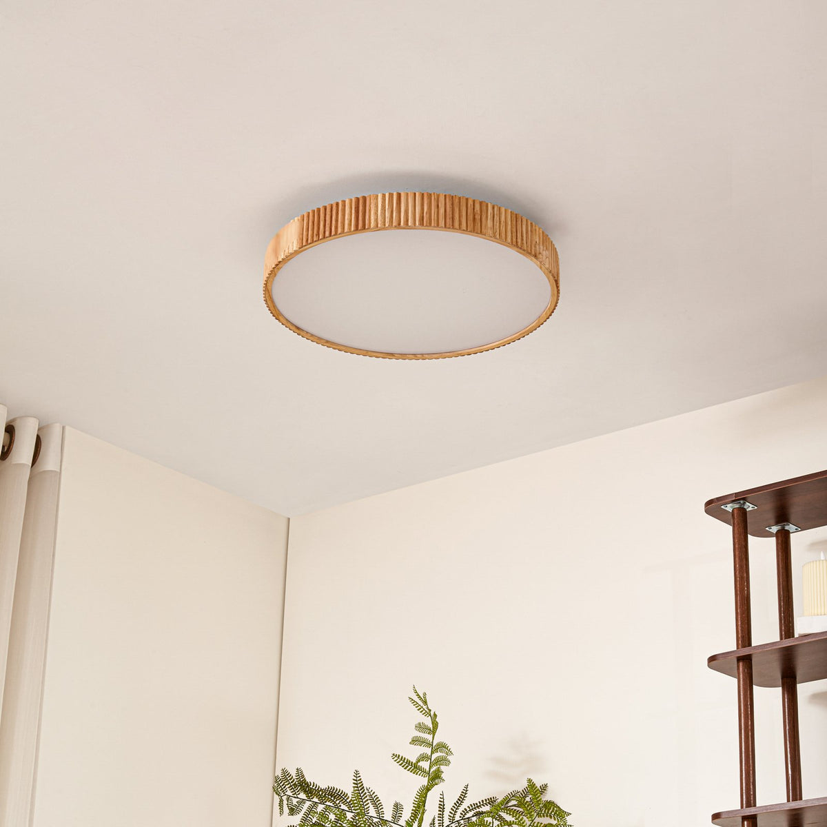 Lindby Deckenleuchte Deckenlampe LED Fernbedienung weiß Holz Wohnbereich dimmbar - 4255830903649