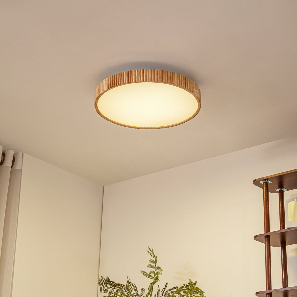 Lindby Deckenleuchte Deckenlampe LED Fernbedienung weiß Holz Wohnbereich dimmbar - 4255830903649