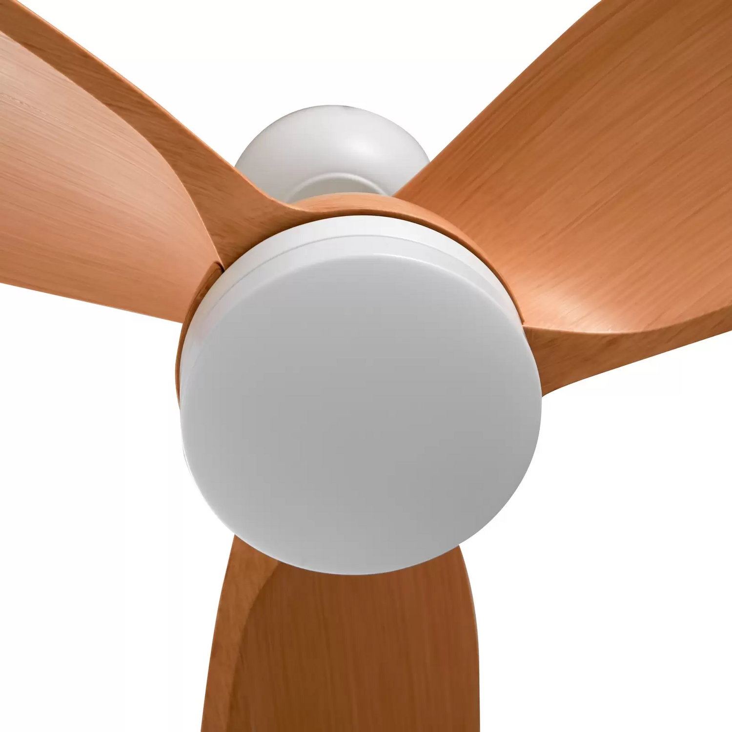 Ventilateur de plafond LED Lindby (produit de seconde main), Enon, couleur bois blanc, silencieux, avec projecteur intégré.