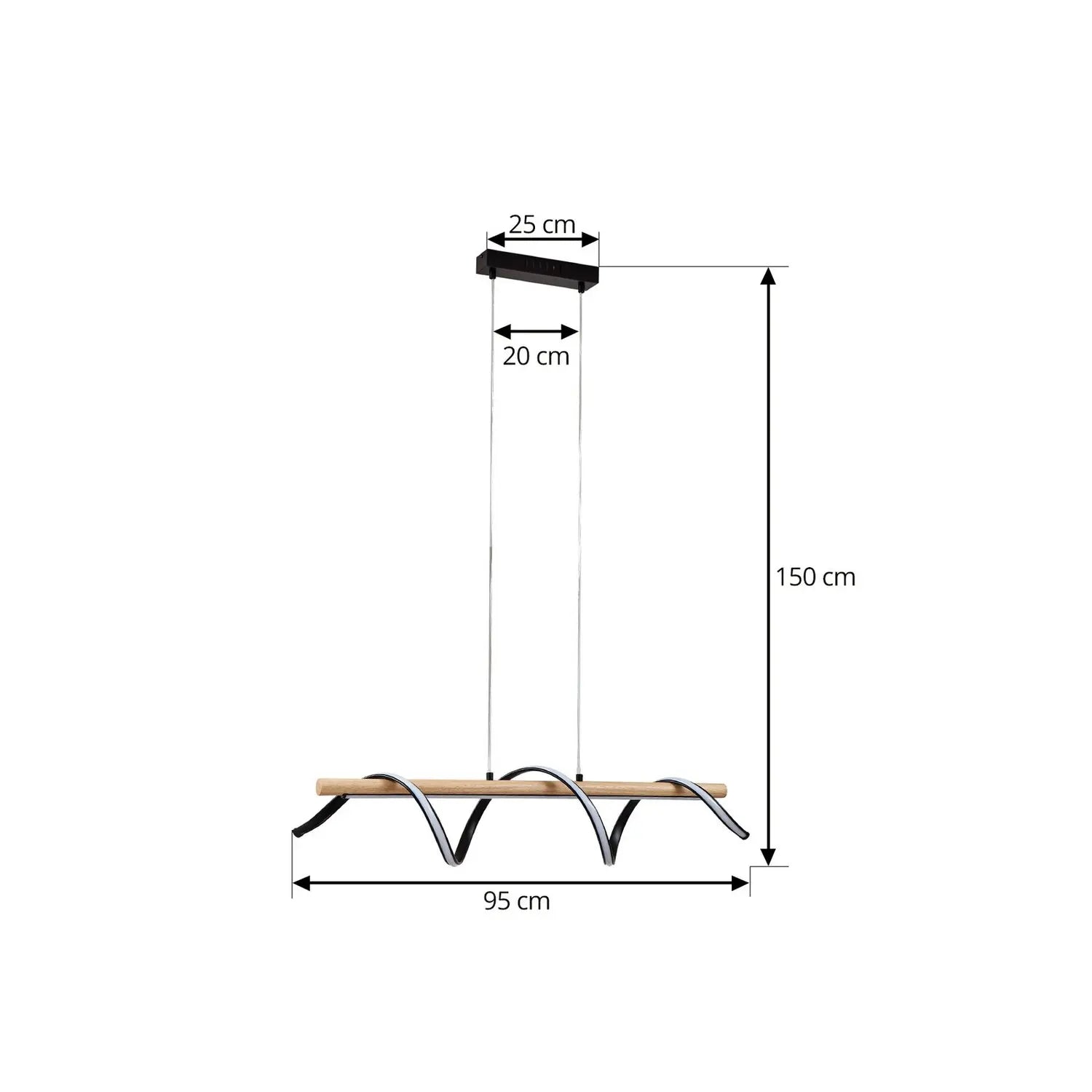 B-Ware Lindby Led Hängeleuchte Pendelleuchte Spiraali Schwarz Holz Länge 95 Cm