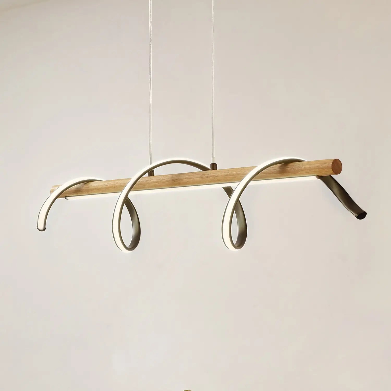 B-Ware Lindby Led Hängeleuchte Pendelleuchte Spiraali Schwarz Holz Länge 95 Cm