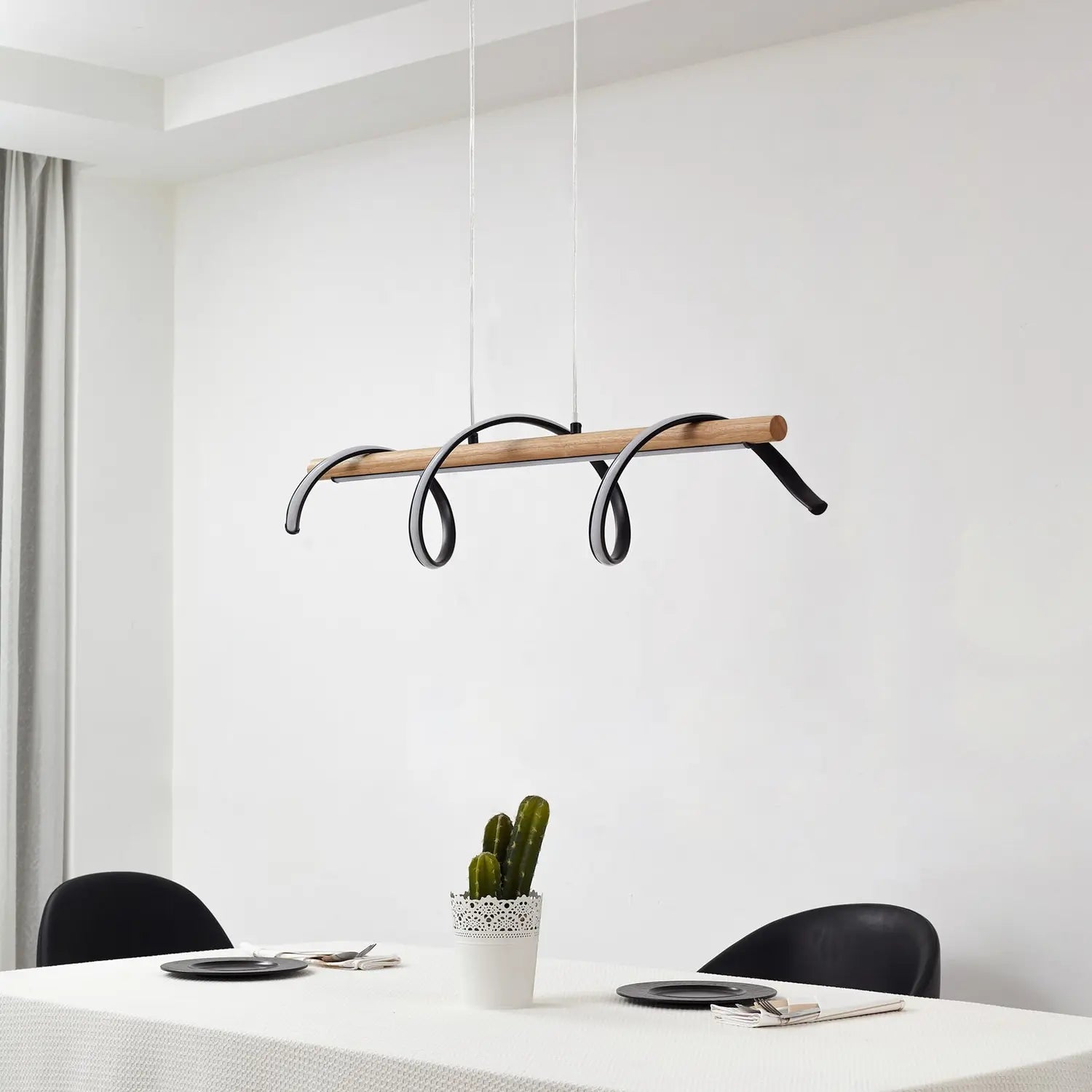 B-Ware Lindby Led Hängeleuchte Pendelleuchte Spiraali Schwarz Holz Länge 95 Cm