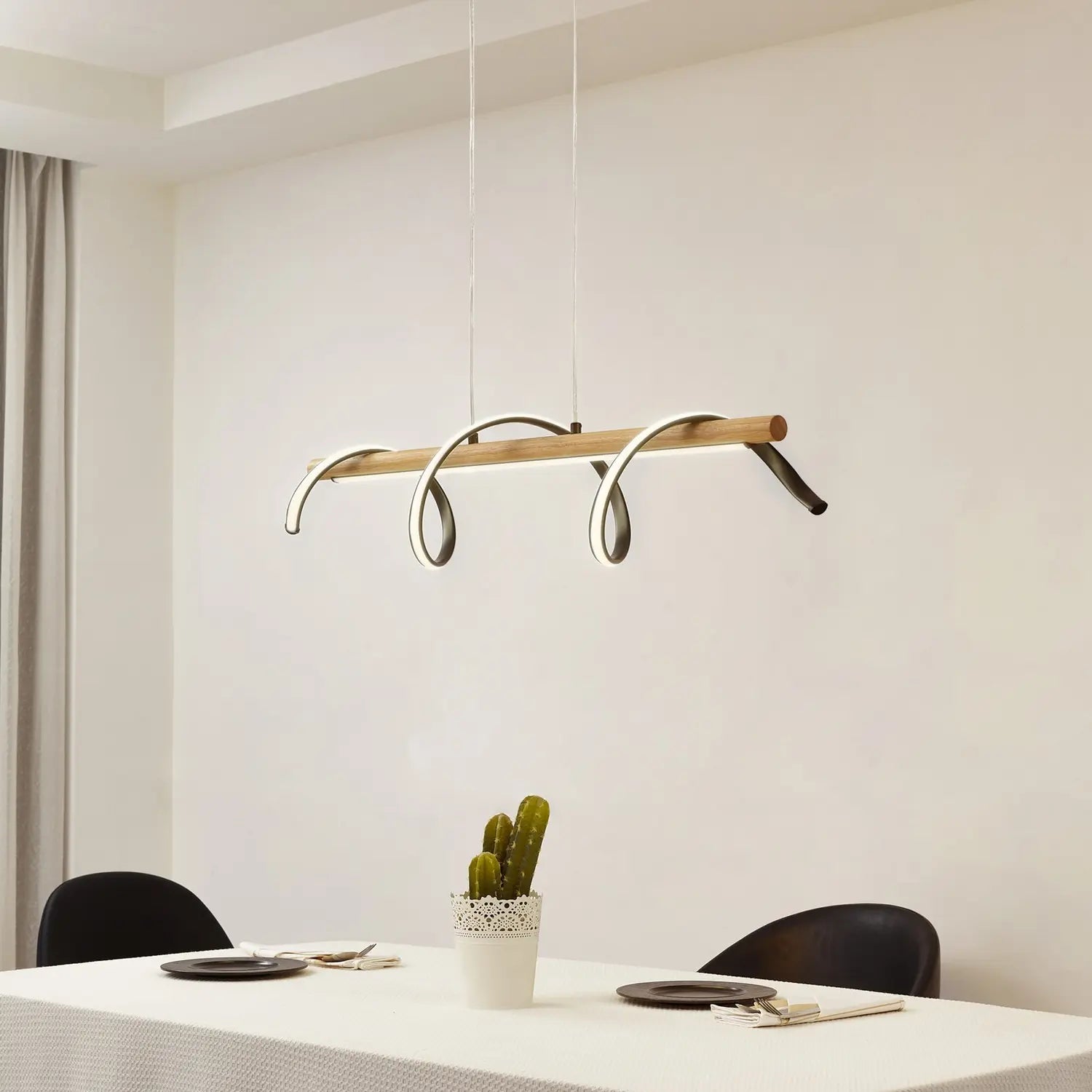 B-Ware Lindby Led Hängeleuchte Pendelleuchte Spiraali Schwarz Holz Länge 95 Cm