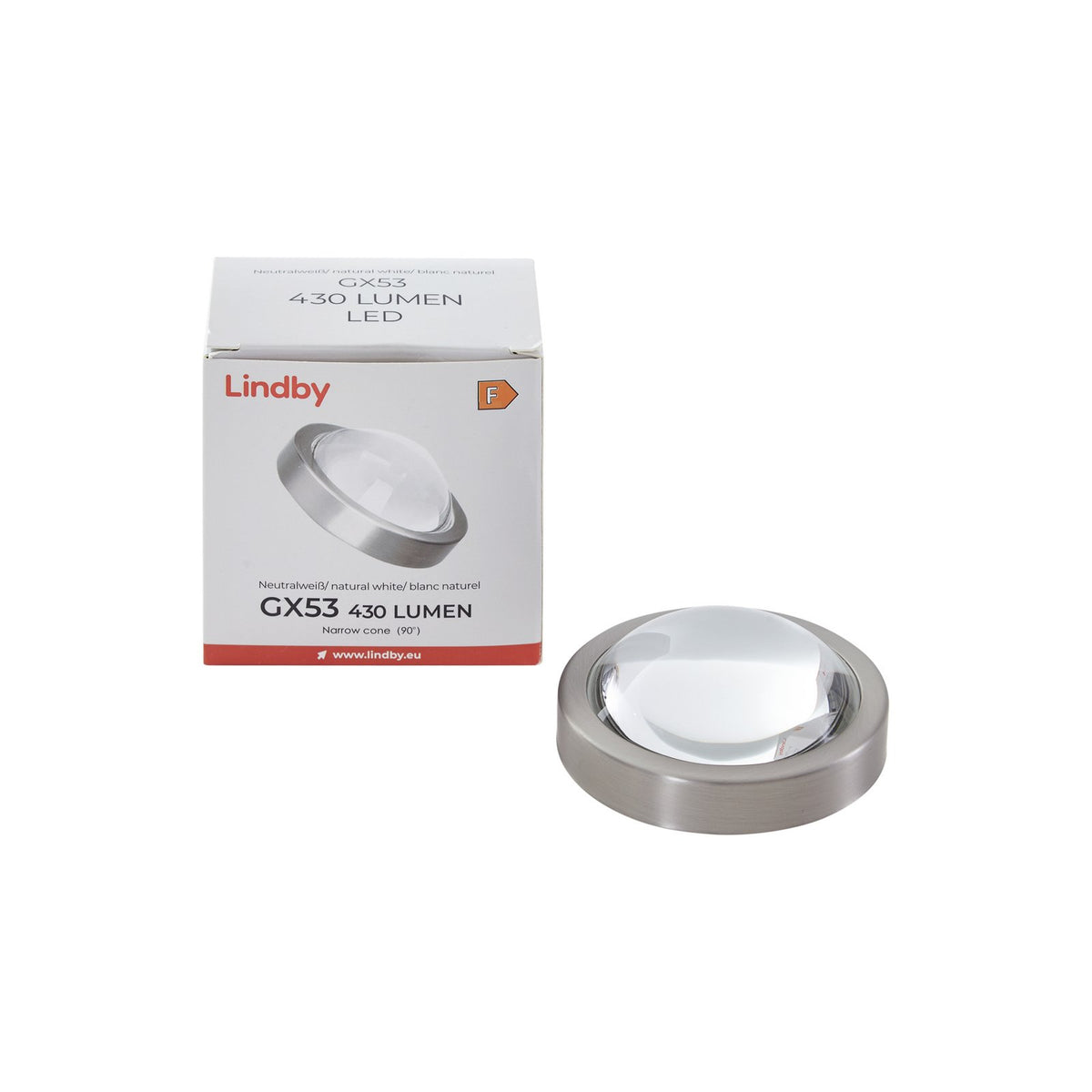 Lindby LED-Lampe, GX53 4,8W, 4.200K, nickel, Ø 7,5 cm - 4251911769777