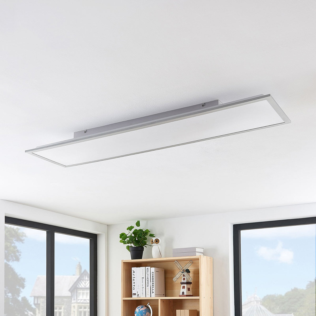 Lindby LED Panel Flächenleuchte Stenley 4000K 120cm x 30cm silber weiß - 12753289714437