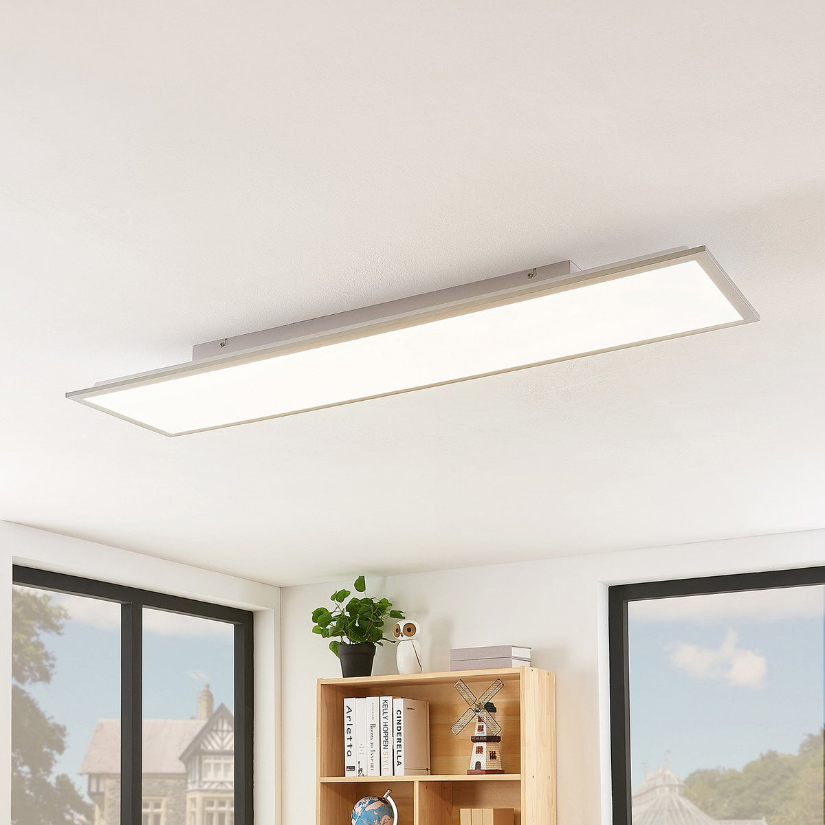 Lindby LED Panel Flächenleuchte Stenley 4000K 120cm x 30cm silber weiß - 12753289714437