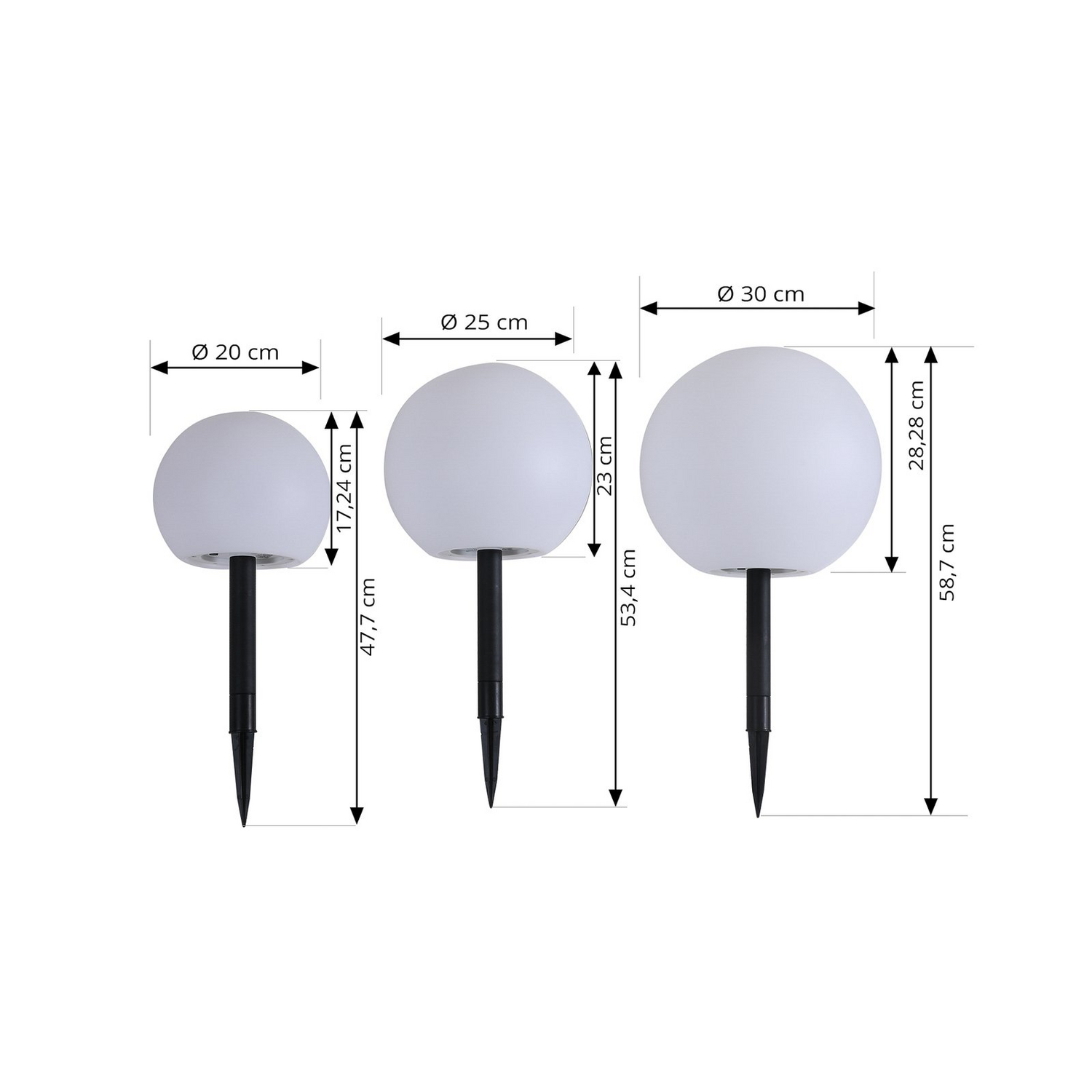 Lindby 3er Set Led Solarlampen Solarleuchten Gartenlampe Leuchte Lago Kugeln B-Ware - 4251096525168