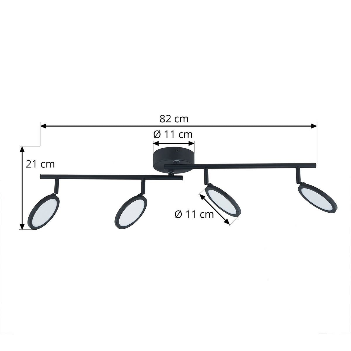 Lindby LED-Spot Manel dimmbar Eisen schwarz 82cm Leuchte Strahler Lampe 4-flg - 4251911766387