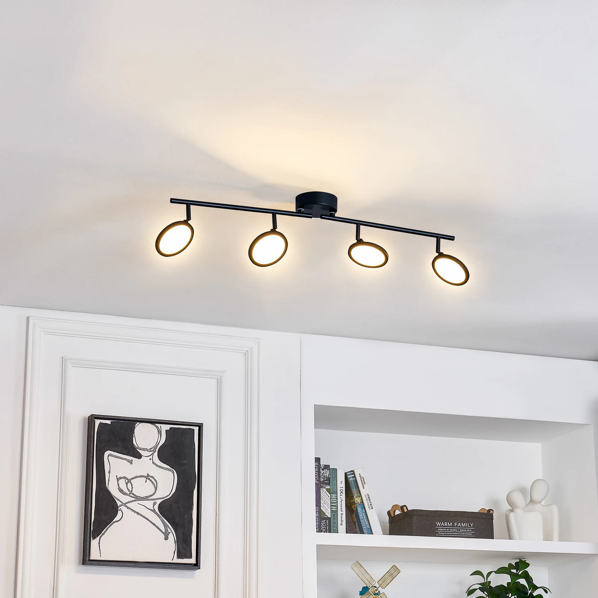 Lindby LED-Spot Manel dimmbar Eisen schwarz 82cm Leuchte Strahler Lampe 4-flg - 4251911766387