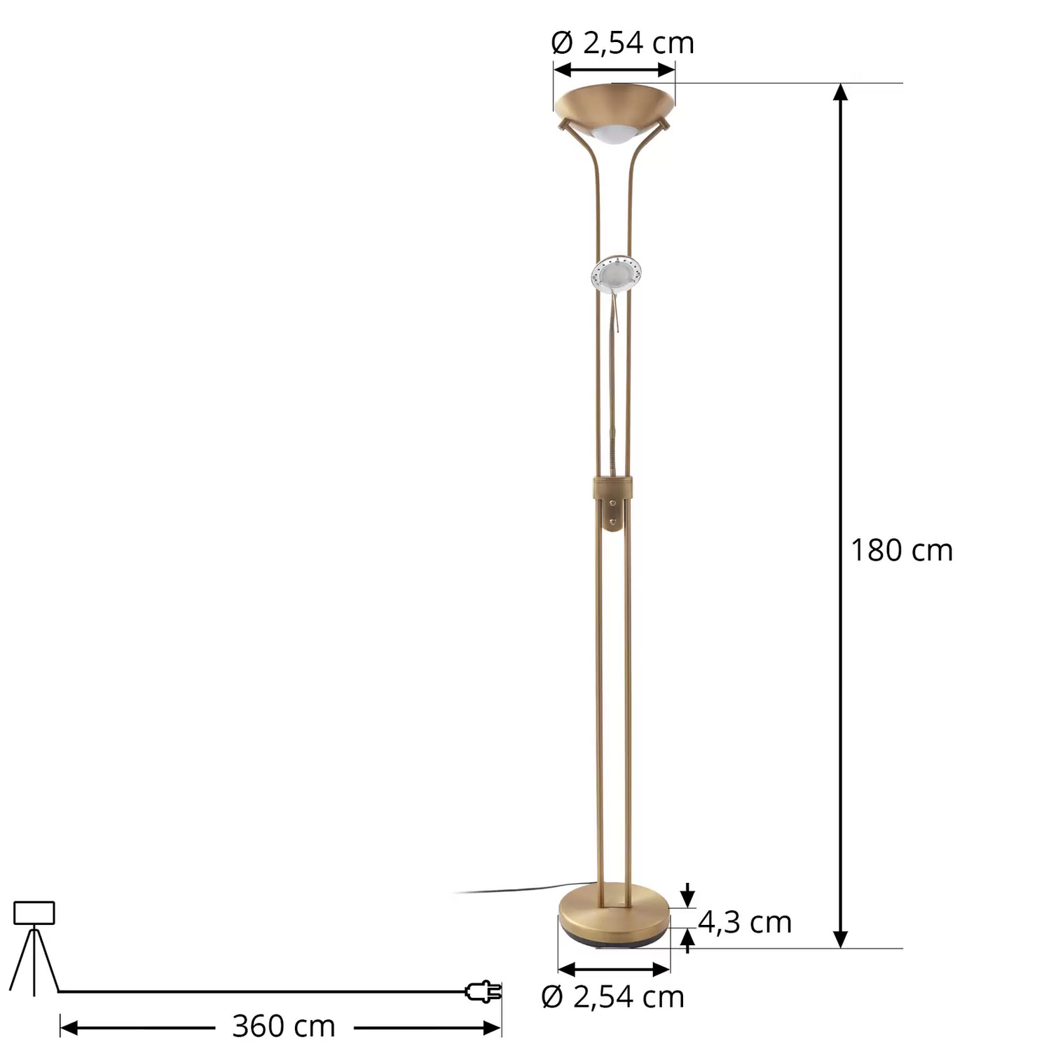 B-Ware Lindby Standleuchte Stehlampe Led Leselicht Bronze Dimmbar Wohnzimmer Beleuchtun