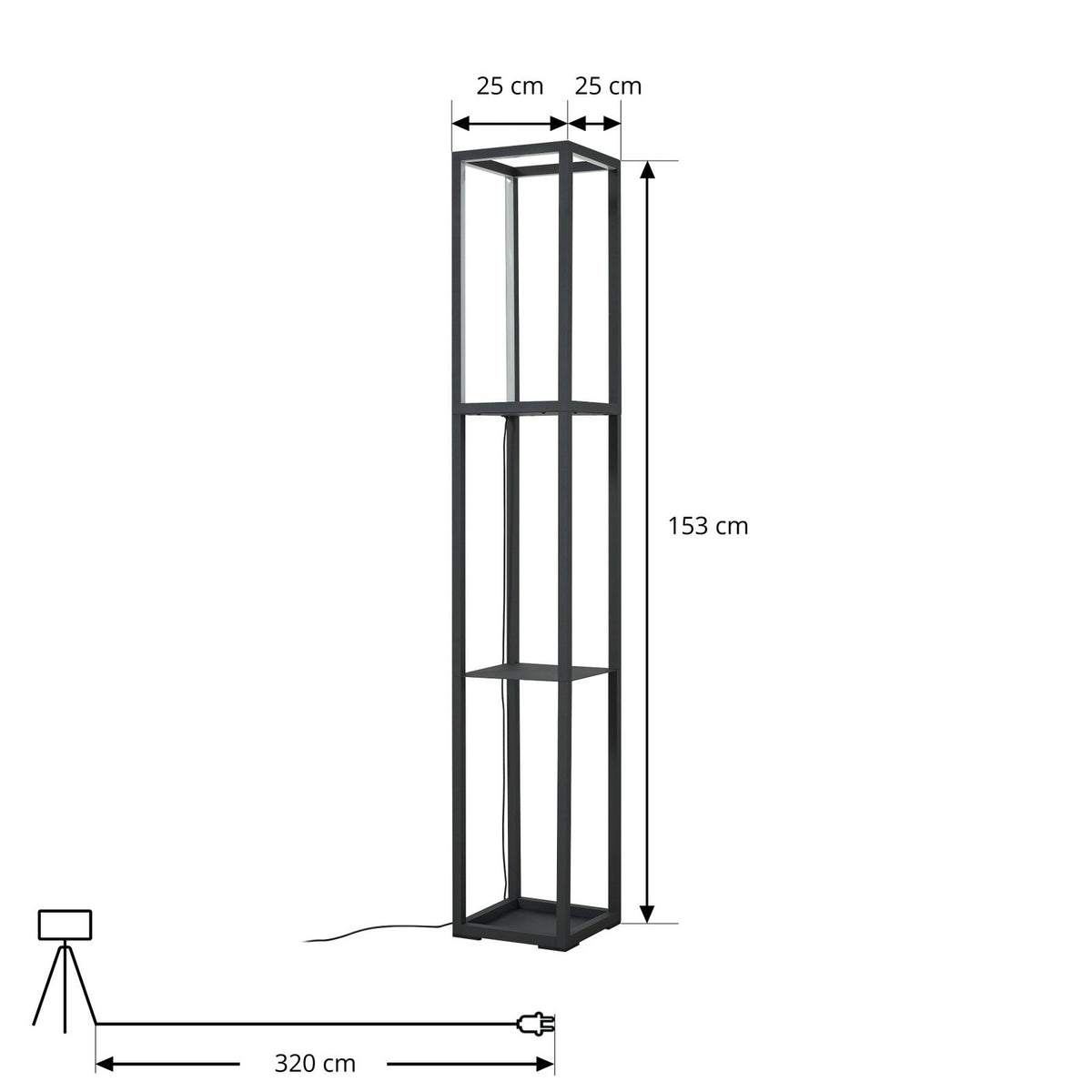 Lindby Stehleuchte Lampen LED Birta Regal schwarz Eisen dimmbar 155 cm - 4251911792188