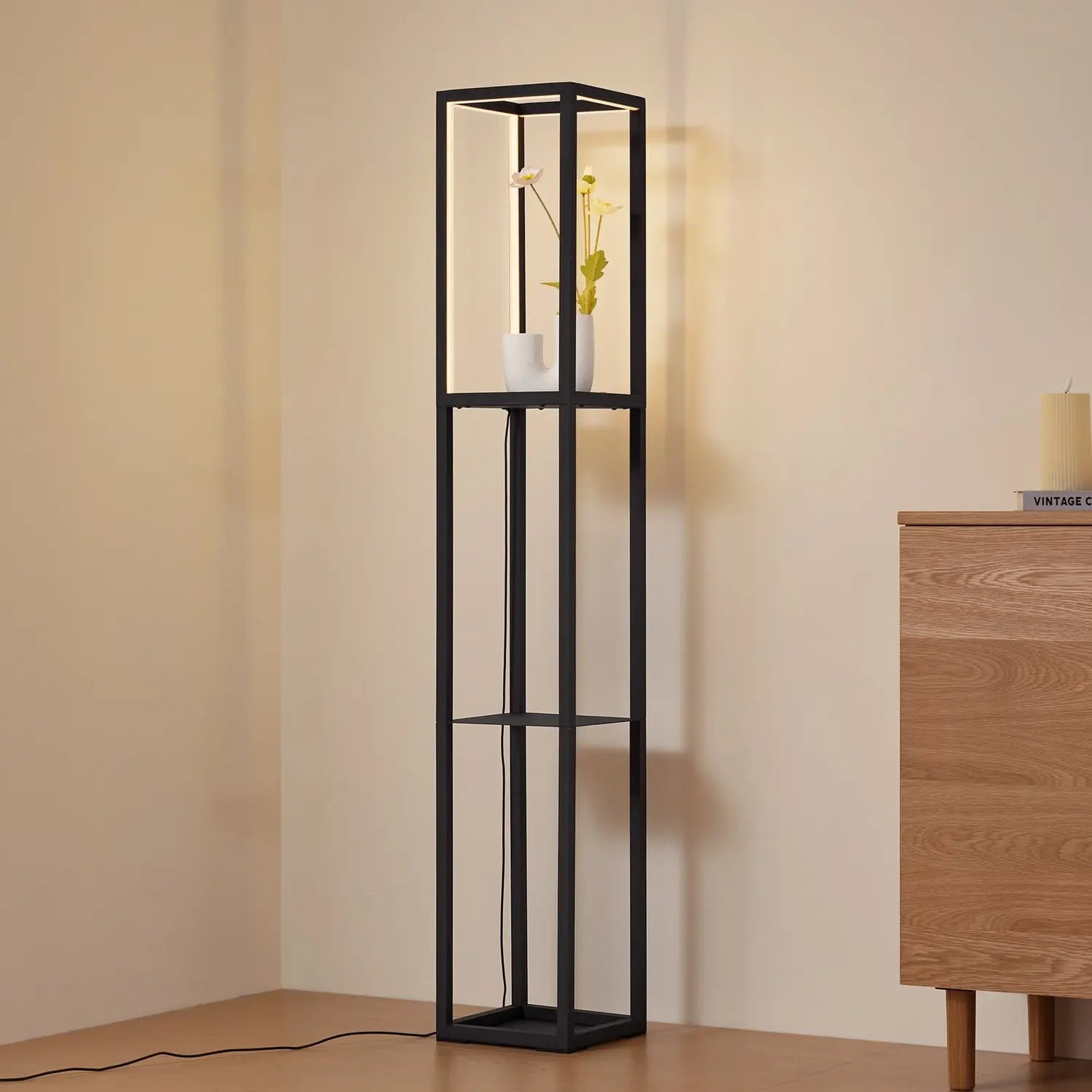 B-Ware Lindby Stehleuchte Lampen Led Birta Regal Schwarz Eisen Dimmbar 155 Cm