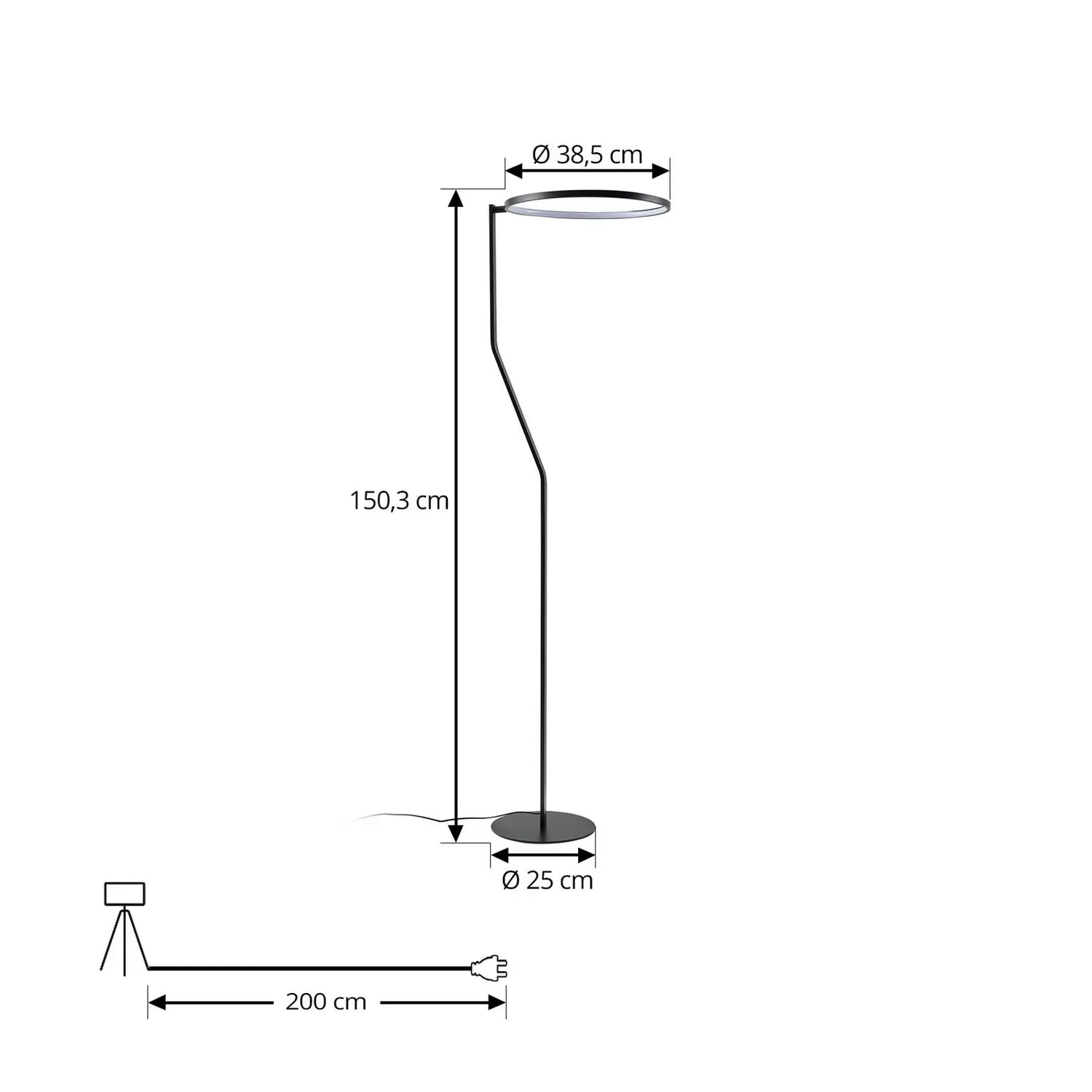 B-Ware Lindby Led Stehleuchte Standlampe Rayon Led Schwarz Metall Höhe 1503 Cm - 4251911794427
