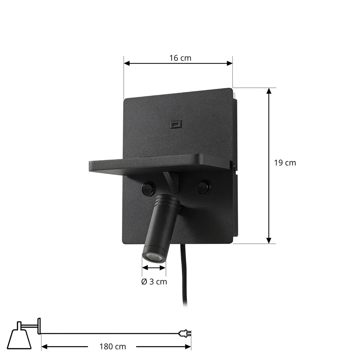 B-Ware Lindby Led Wandlampe Leuchte Auden Wandlampe Schwarz Stecker Ladestation