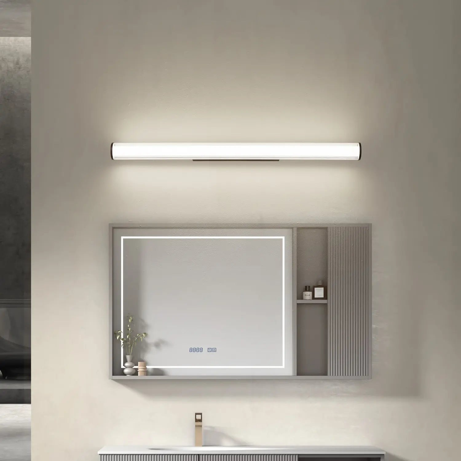 B-Ware Wandleuchte Wandlampe Lindby Led Lampe Schwarz Stahl Ip44 Kirka Cct 90cm480 - 4251911795097