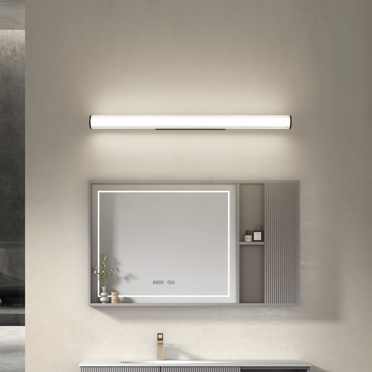 Wandleuchte Wandlampe Lindby LED Lampe schwarz Stahl IP44 Kirka CCT 90cm - 4251911795097