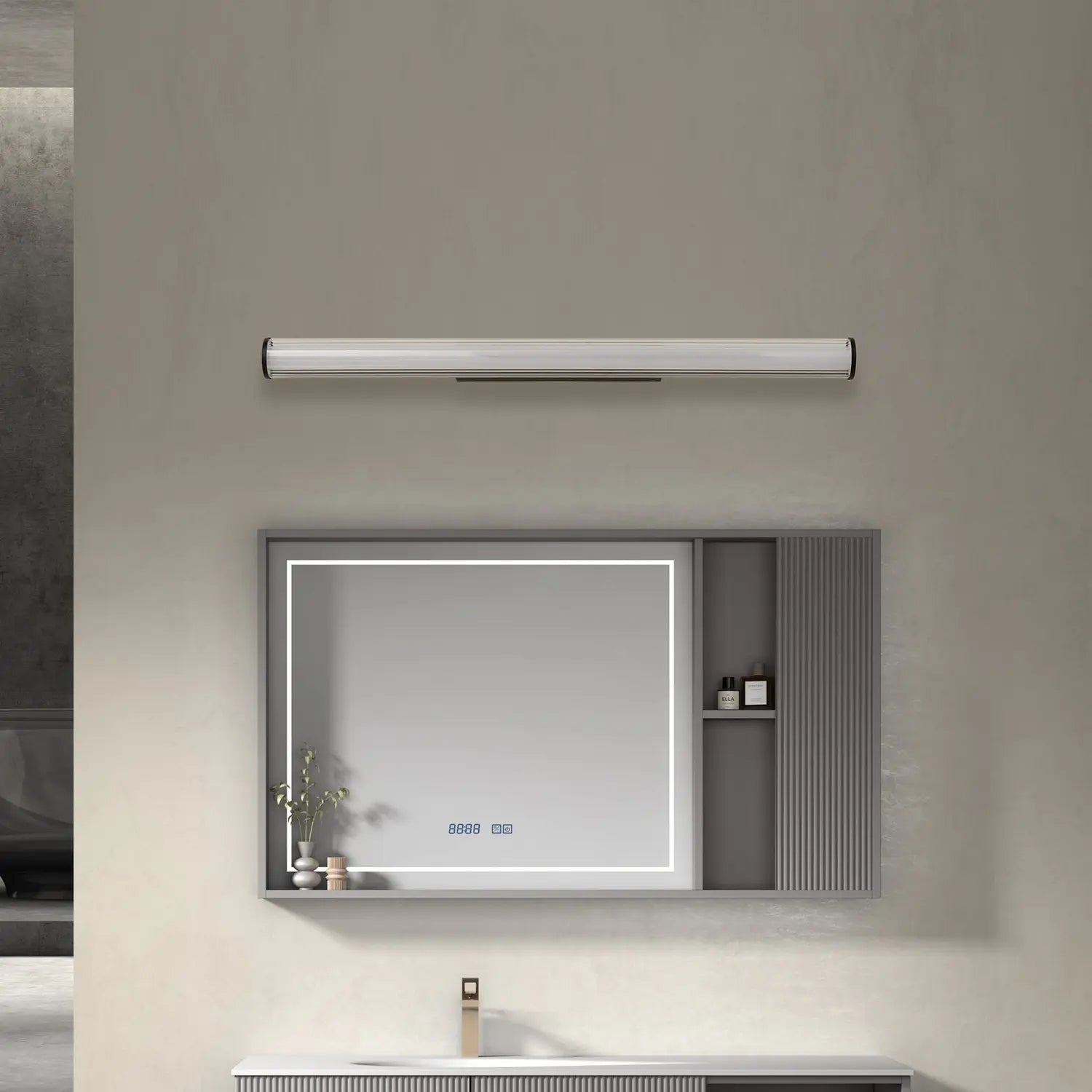 B-Ware Wandleuchte Wandlampe Lindby Led Lampe Schwarz Stahl Ip44 Kirka Cct 90cm480 - 4251911795097