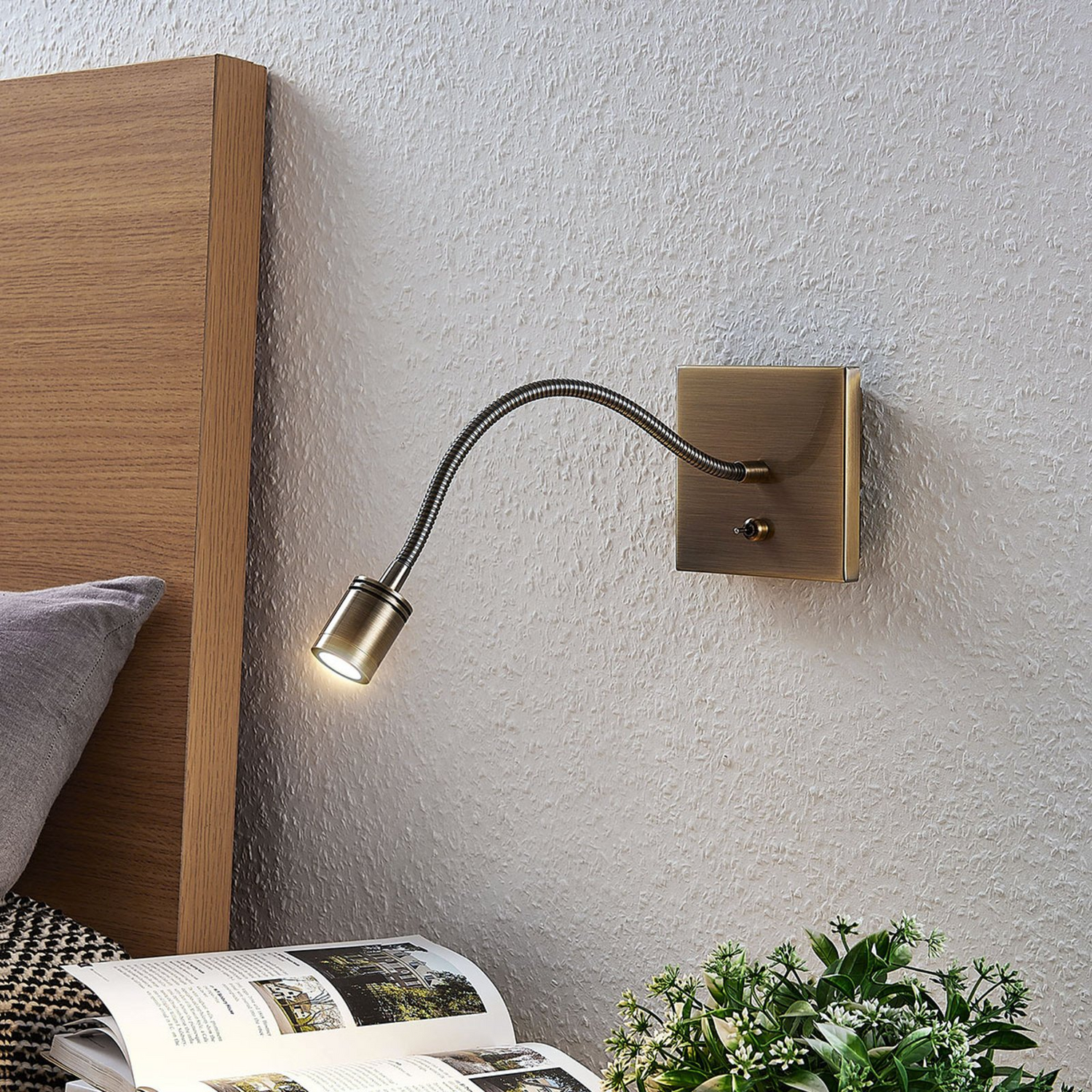 B-Ware Lindby Wandlampe Wandleuchte Led Leselampe Mayar Messing Metall 2 Stück - 4251096556872