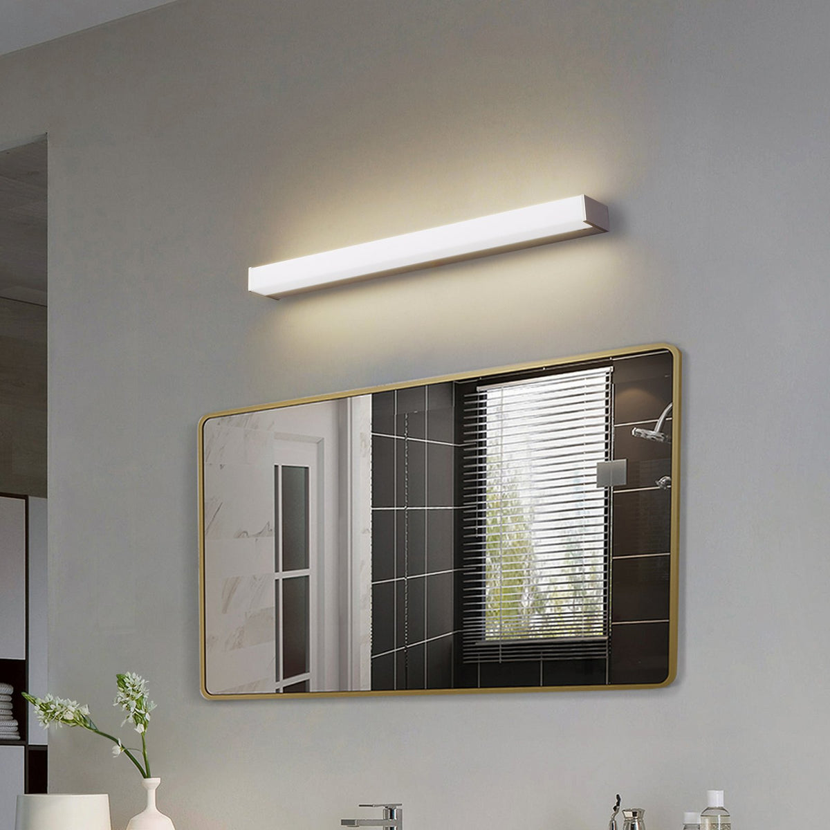 LED Wandlampe Wandleuchte Lindby Philippa Aluminium eckig alufarben 59 cm IP44 - 4251911795868