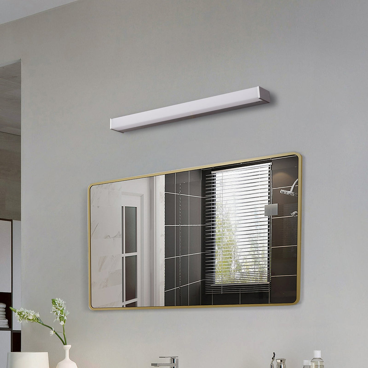LED Wandlampe Wandleuchte Lindby Philippa Aluminium eckig alufarben 59 cm IP44 - 4251911795868
