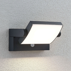 B-Ware Lindby  Led Außenwandleuchte Sherin Wandleuchte Außenlampe Mit Sensor Dunkelgrau