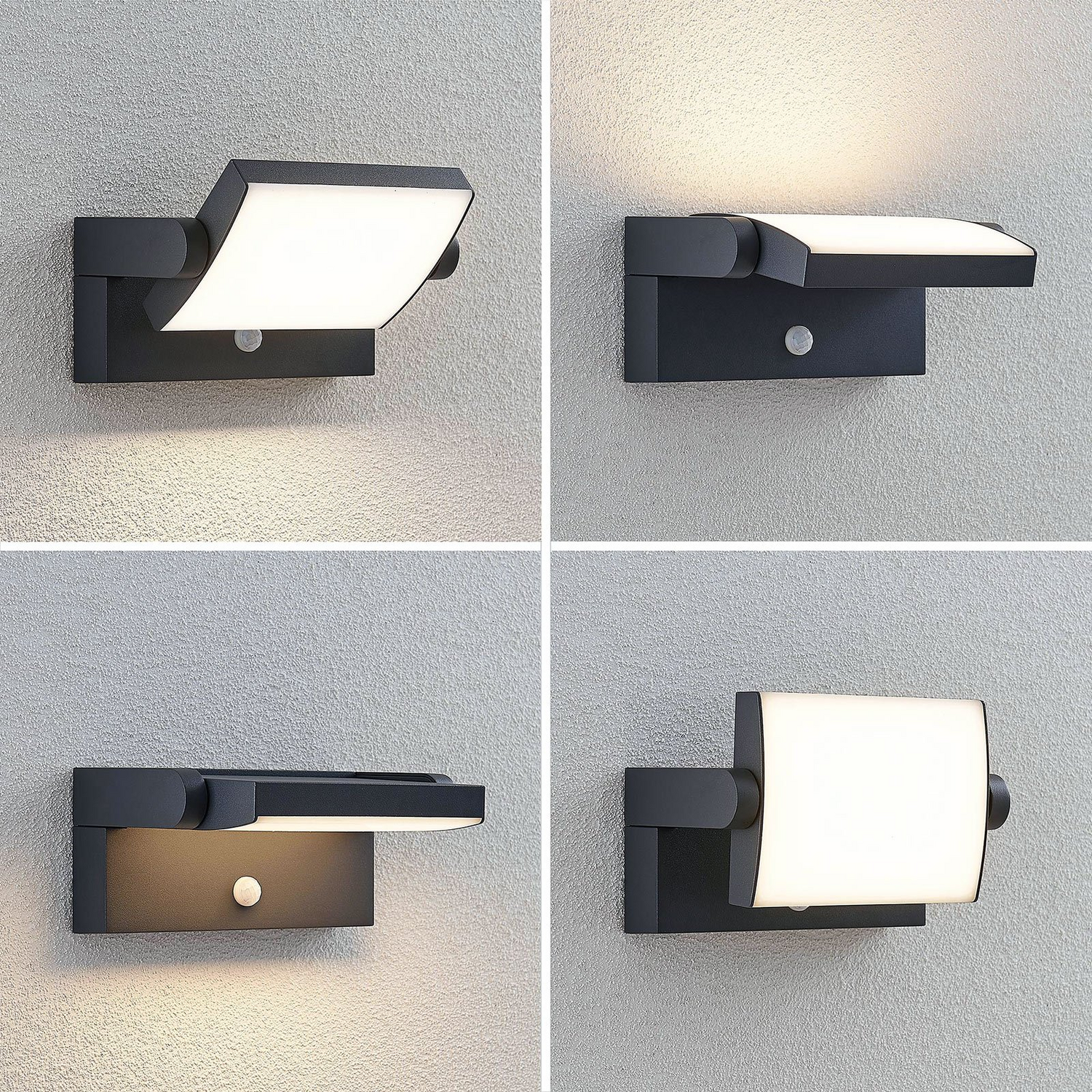 B-Ware Lindby  Led Außenwandleuchte Sherin Wandleuchte Außenlampe Mit Sensor Dunkelgrau