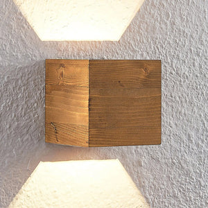 B-Ware Lindby Led Wandleuchte Wandlampe Benicio Leuchte Lampe Holz Eckig 11 Cm