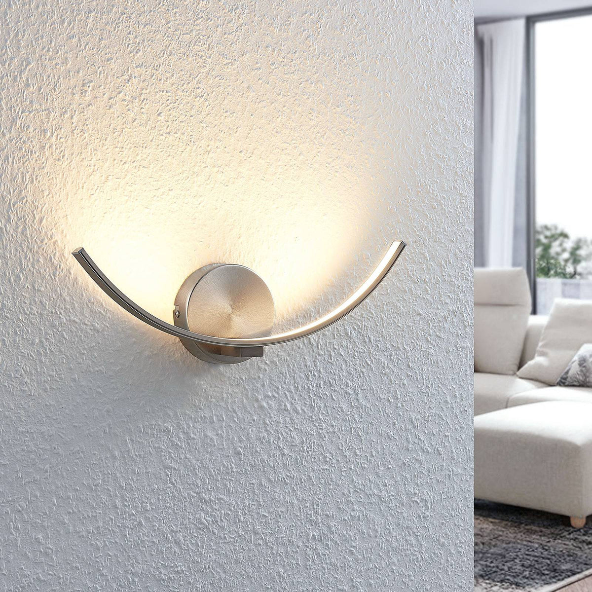 Lindby Wandleuchte Wandlampe LED Leuchte Iven nickel warmweiß Beleuchtung 34 cm - 4251096515190