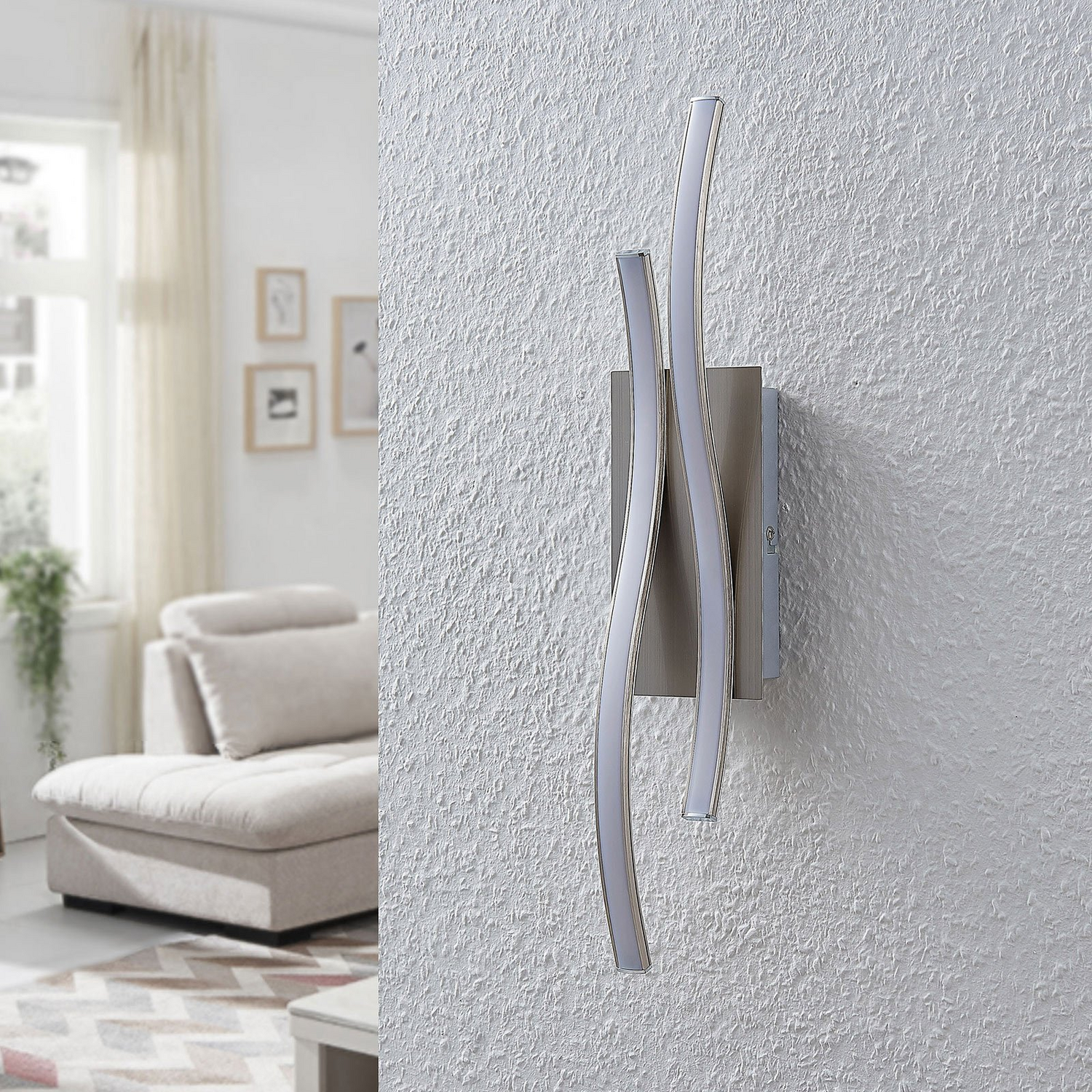 B-Ware Lindby Led Wandleuchte Safia In Wellenform Wandleuchte Lampe Leuchte Alumin599