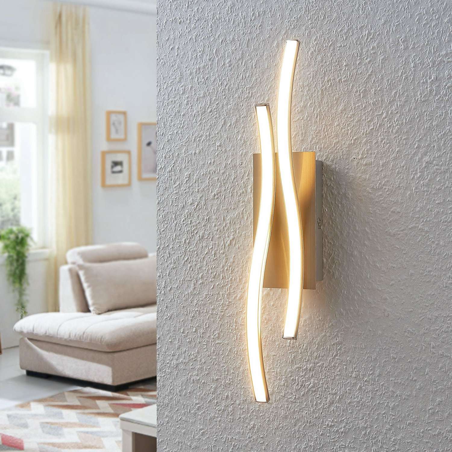 B-Ware Lindby Led Wandleuchte Safia In Wellenform Wandleuchte Lampe Leuchte Alumin599