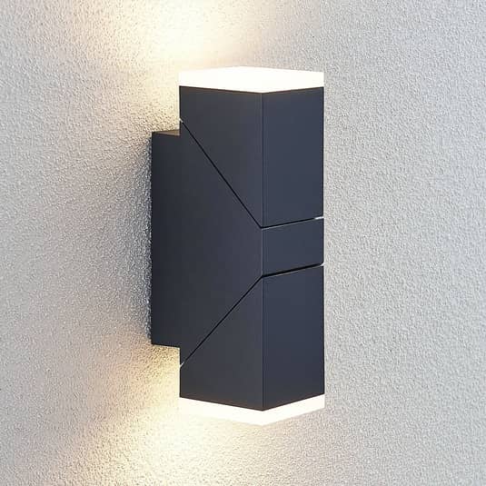 Lindby Wandleuchte Wandlampe LED Außenleuchte Sally dunkelgrau IP54 22cm - 4251096554618
