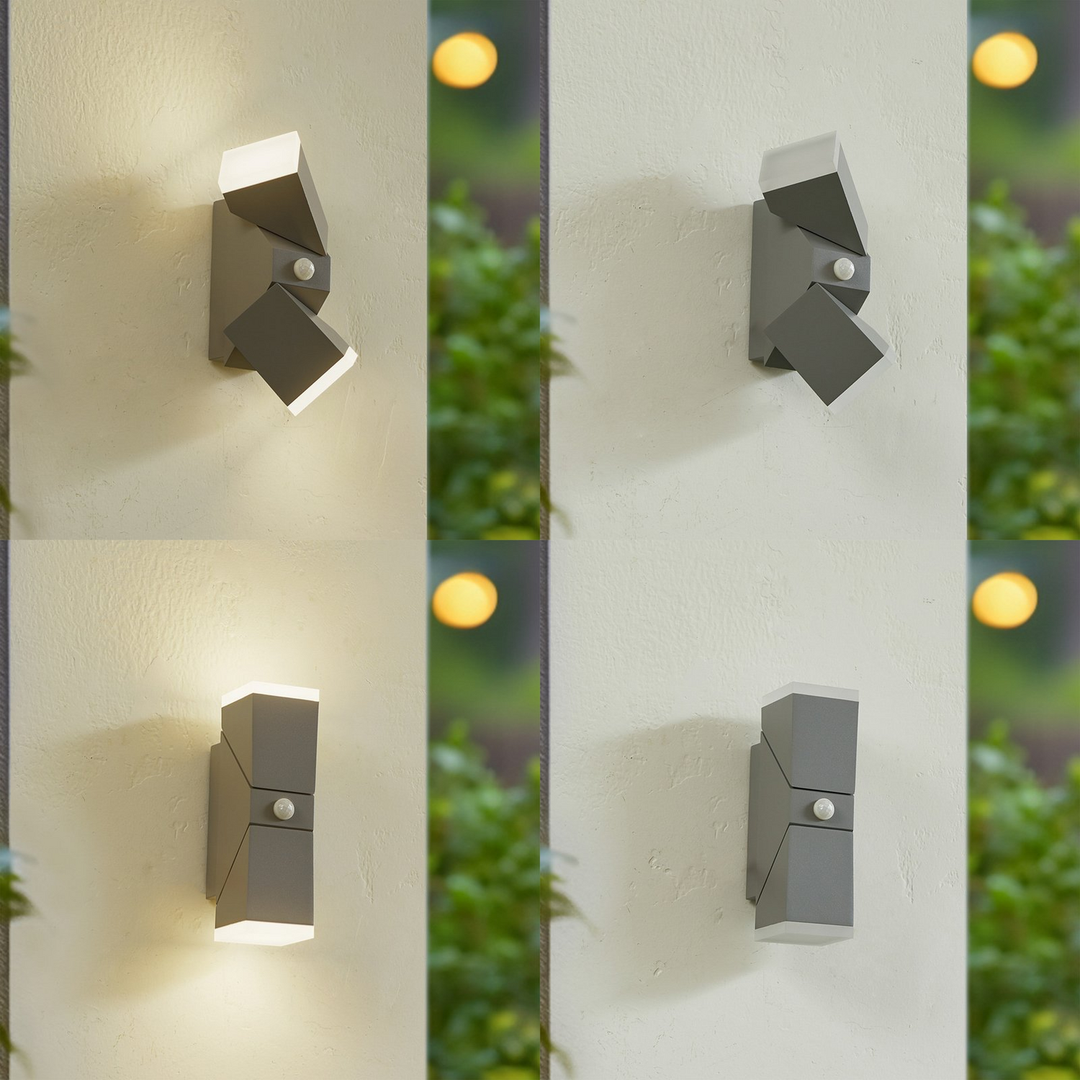 Lindby Led Wandleuchte Lampe Sally Außenleuchte Grau Ip54 Bewegungssensor 22cm B-Ware