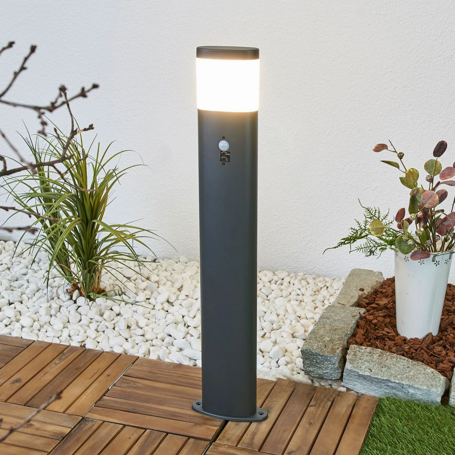 B-Ware Lindby Wegeleuchte Pollerleuchte Led Sensor Außenleuchte Marius Dunkelgrau