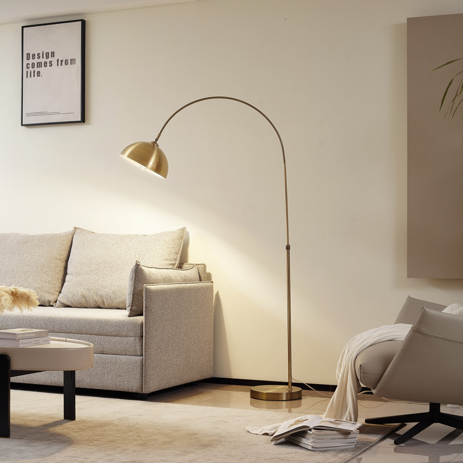 B-Ware Lindby Lennart Bogenstehleuchte Bogenleuchte Stehleuchte Leuchte Messing Antik