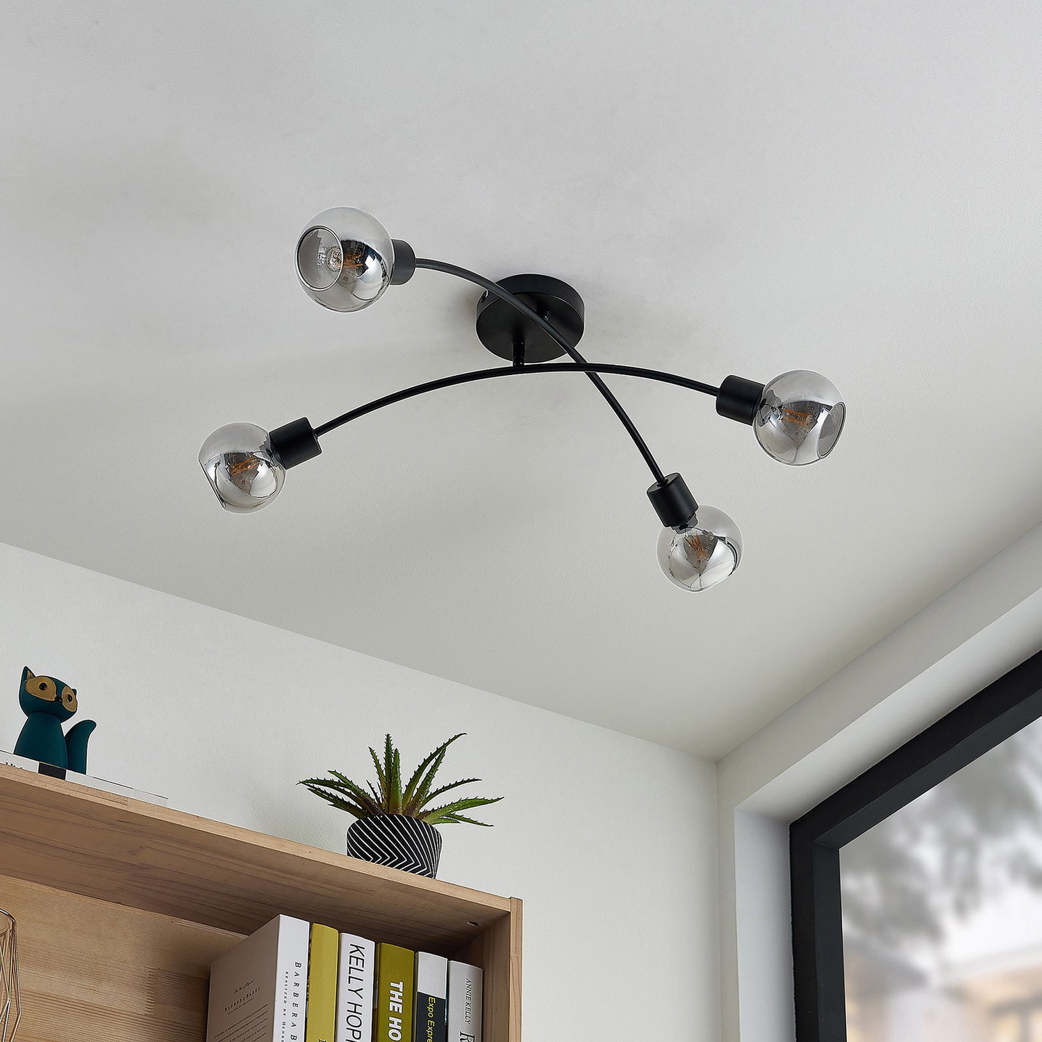 B-Ware Lindby Lioma Deckenleuchte Hängeleuchte Deckenlampe Lampe 4 Flammig E14 Schwarz