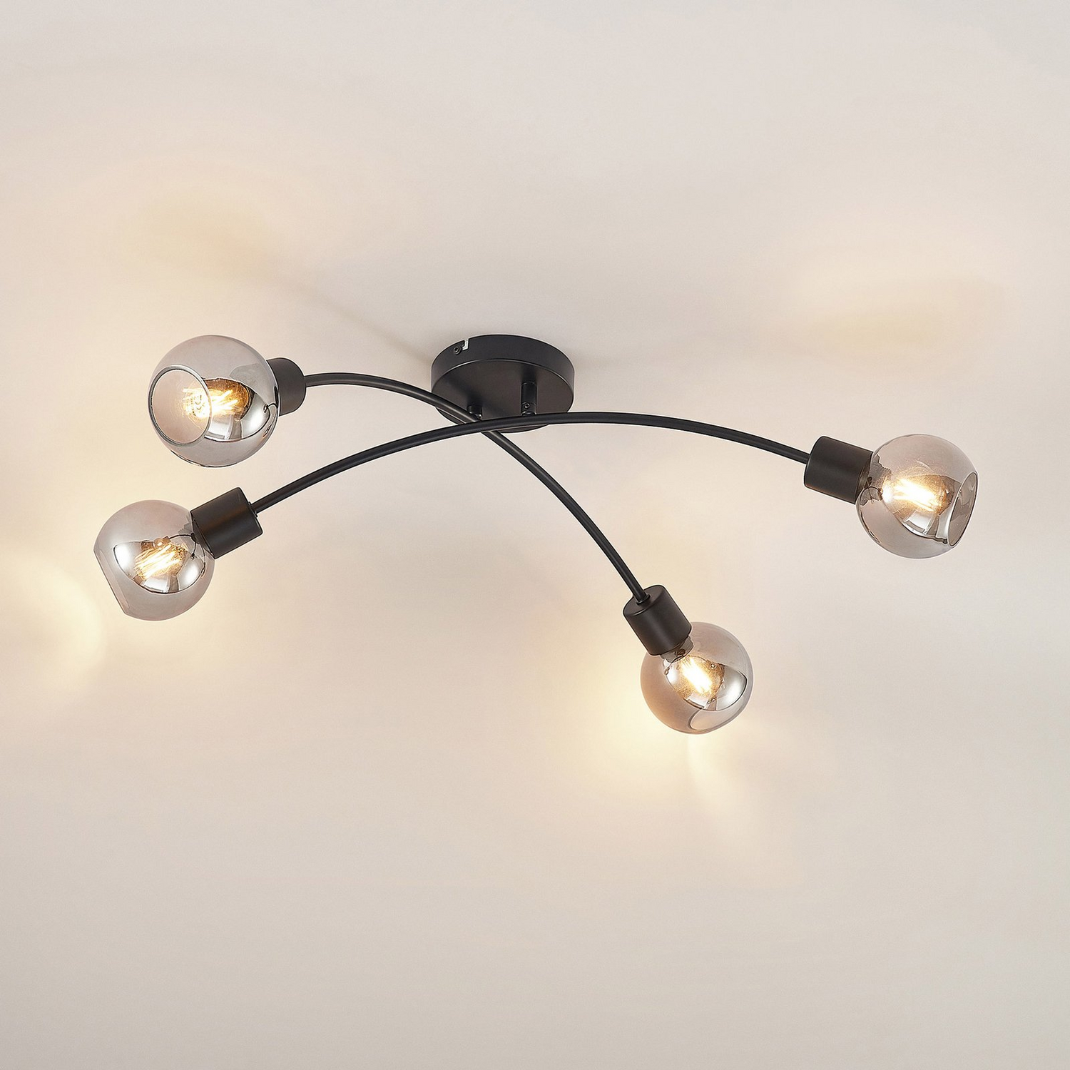 B-Ware Lindby Lioma Deckenleuchte Hängeleuchte Deckenlampe Lampe 4 Flammig E14 Schwarz