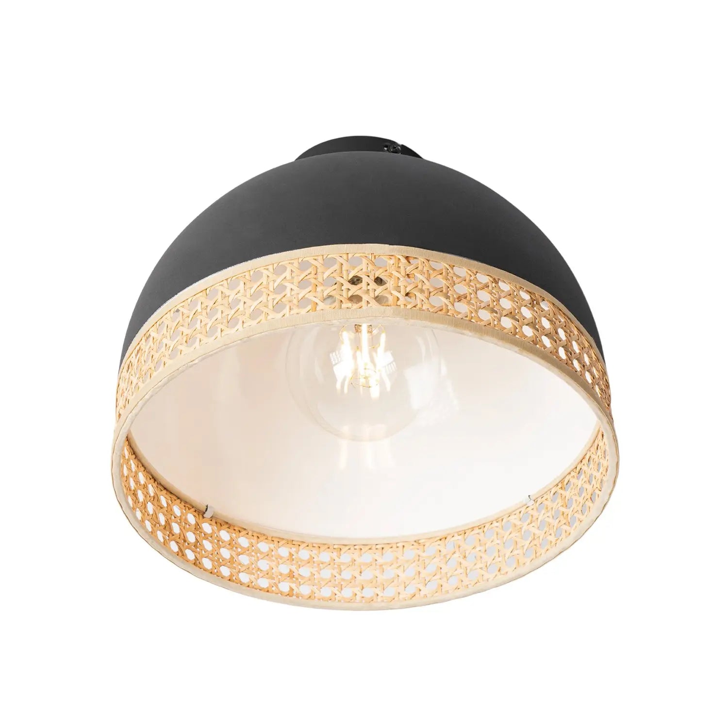 B-Ware Lindby Lonnaris Deckenlampe Lampe Rattanleuchte Schwarz Braun Rattan Eisen E27 - 4251911760354