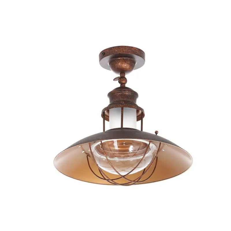 Plafonnier Lindby de qualité B, suspension Louisanne, brun rouille rustique 625