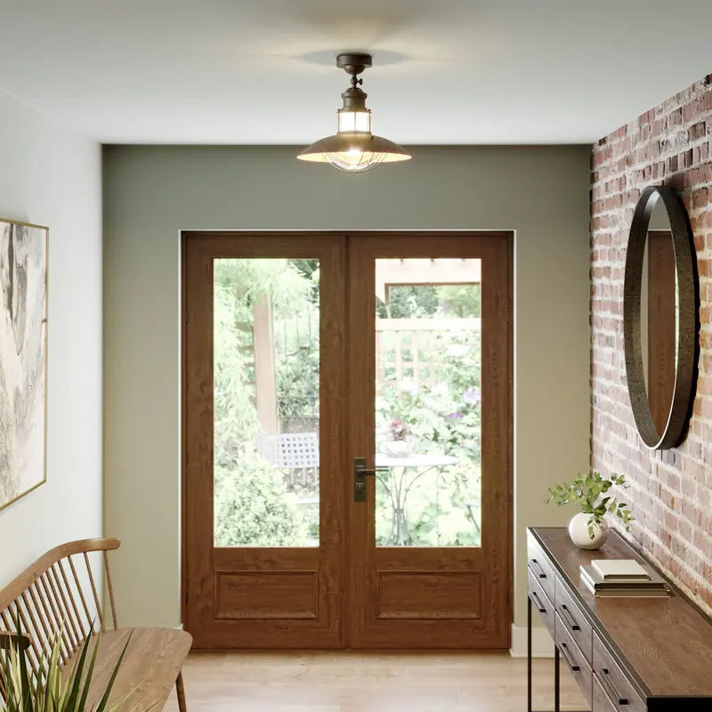 Plafonnier Lindby de qualité B, suspension Louisanne, brun rouille rustique 625