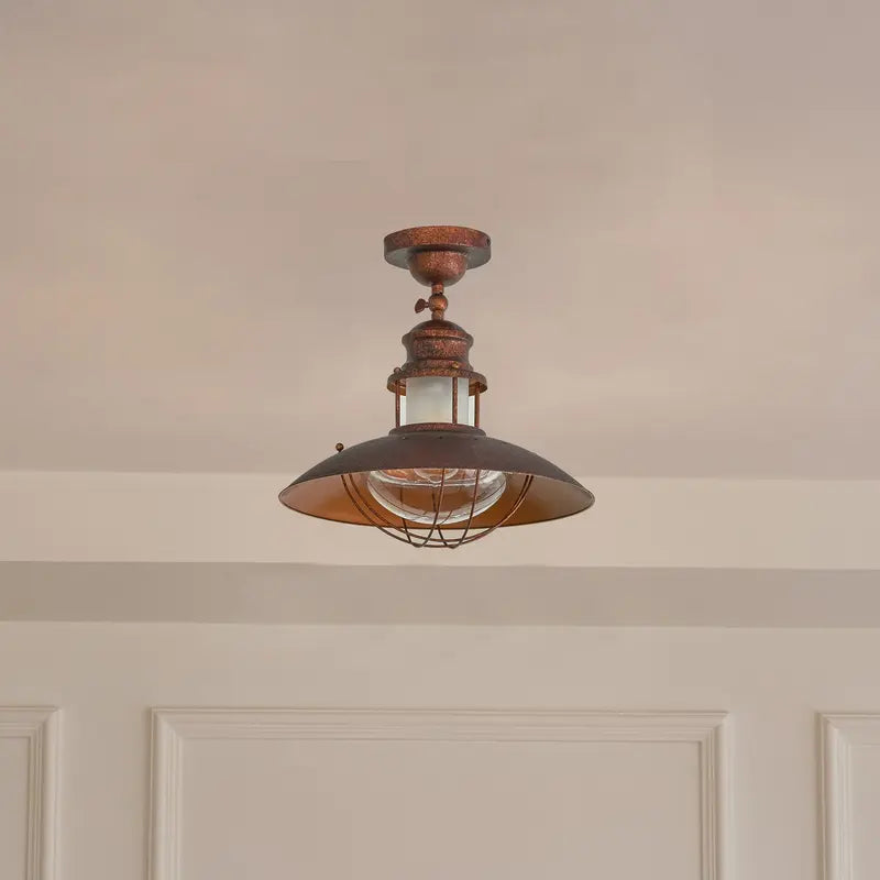 Plafonnier Lindby de qualité B, suspension Louisanne, brun rouille rustique 625